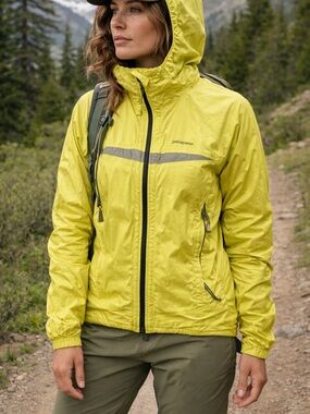 Patagonia neon yellow weatherproof jacket